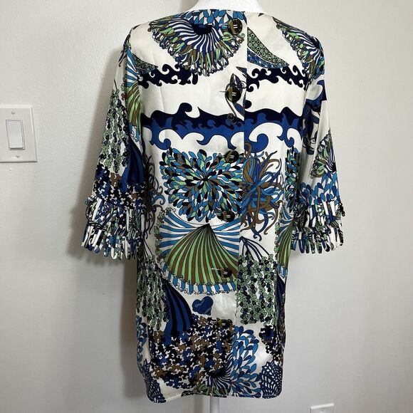 TIBI NEW YORK printed‎ silk blouse under the sea print in white size 6? - Picture 5 of 8